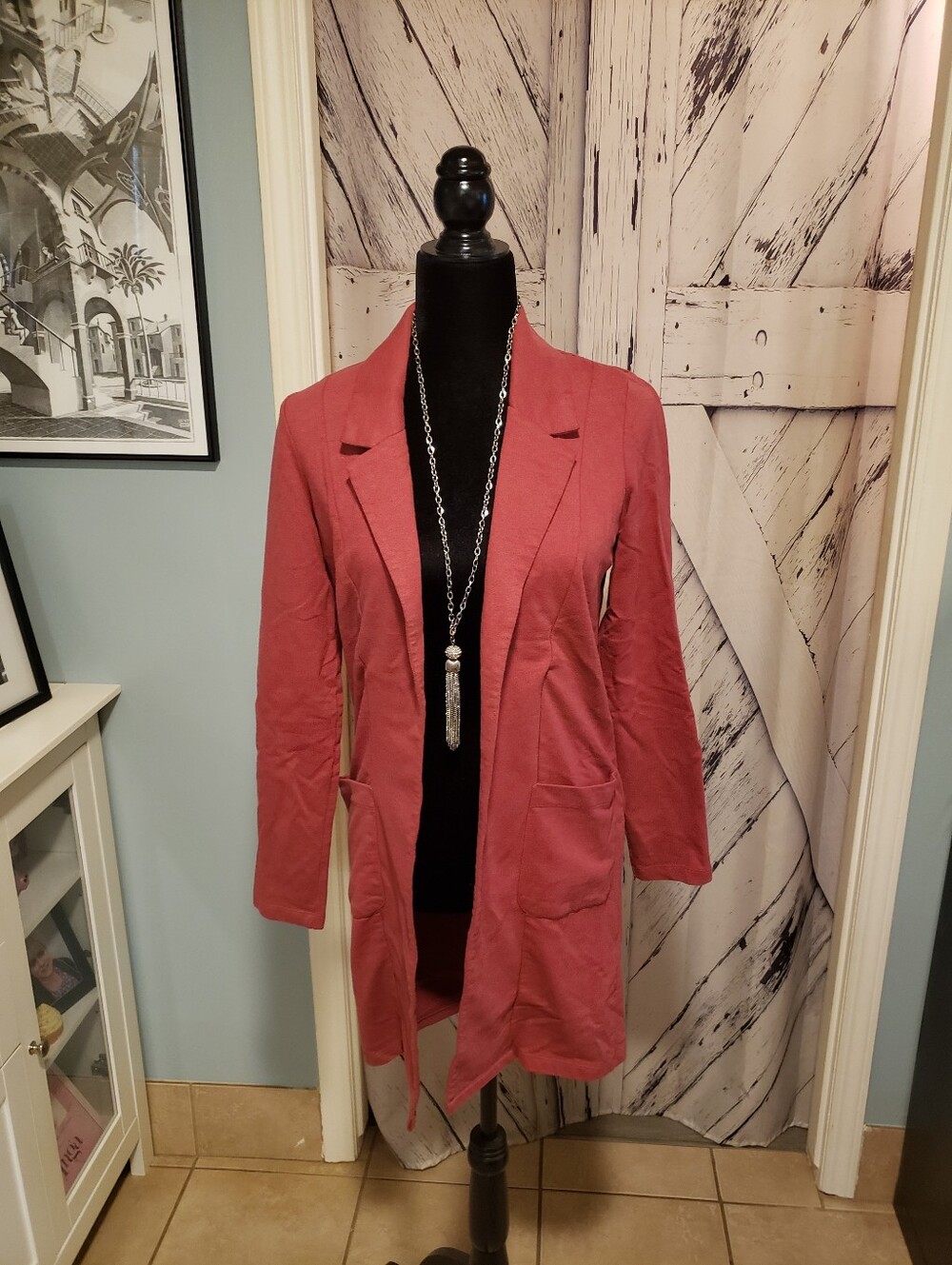 Simons twik Dusty Rose Open-Front Long Blazer Size XS